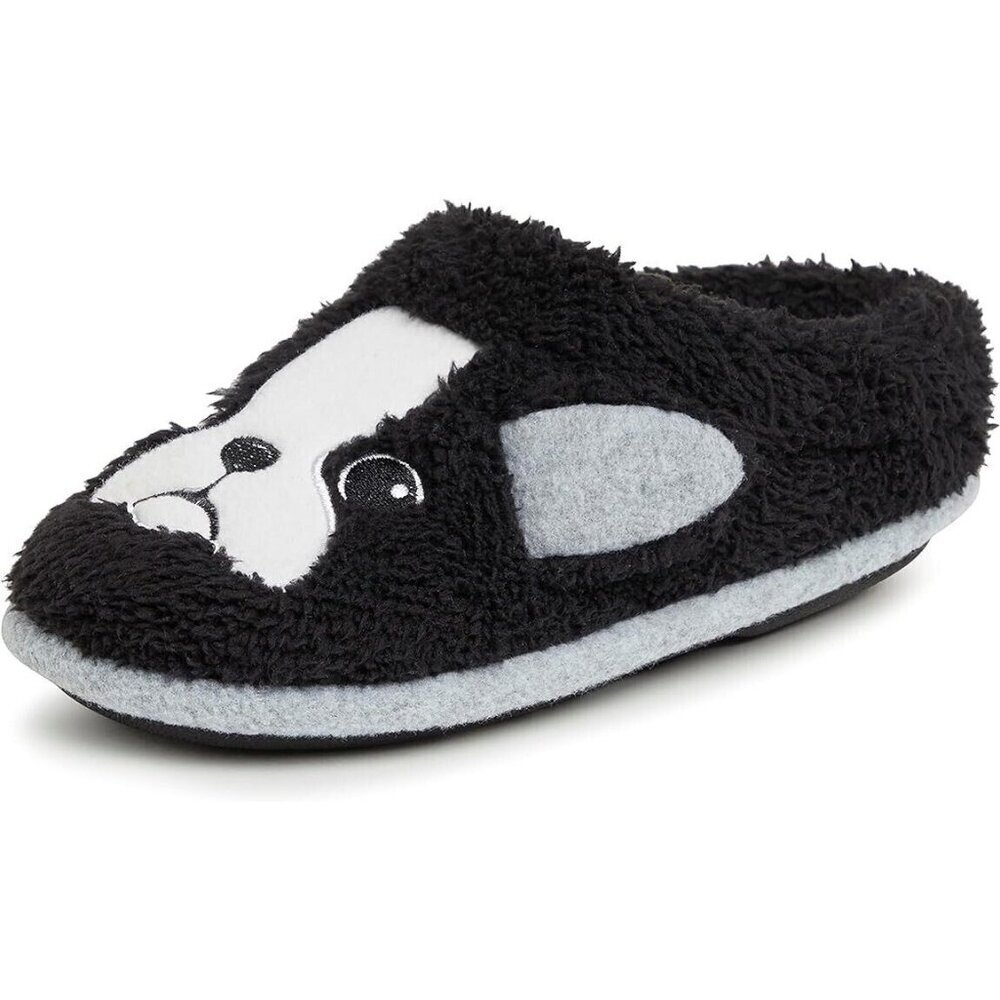 Dearfoams Kids Toddler Little Kid Black Dog Animal Slippers NEW 9-10 US‎